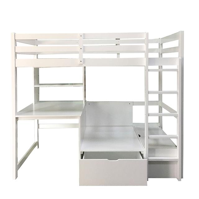 CALLISTUS Twin Workstation Loft Bed, White & Gray - Casa Morelos / Coahuila Furniture (Oklahoma City, OK)