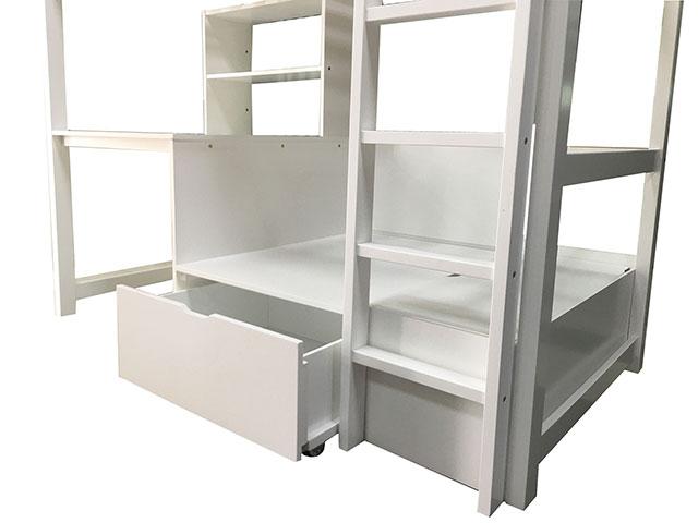 CALLISTUS Twin Workstation Loft Bed, White & Gray - Casa Morelos / Coahuila Furniture (Oklahoma City, OK)
