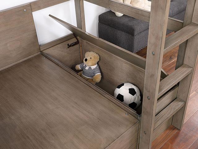 CALLISTUS Twin Workstation Loft Bed, White & Gray - Casa Morelos / Coahuila Furniture (Oklahoma City, OK)