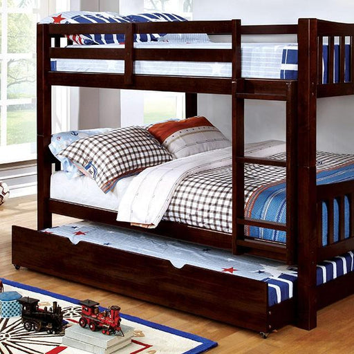 Cameron Dark Walnut, White & Gray Full/Full Bunk Bed - Casa Morelos / Coahuila Furniture (Oklahoma City, OK)