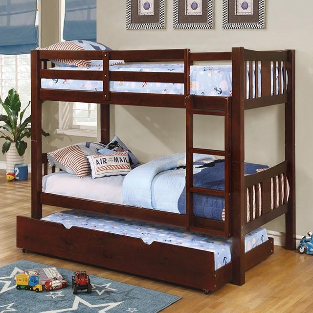 Cameron Dark Walnut, White & Gray Full/Full Bunk Bed - Casa Morelos / Coahuila Furniture (Oklahoma City, OK)