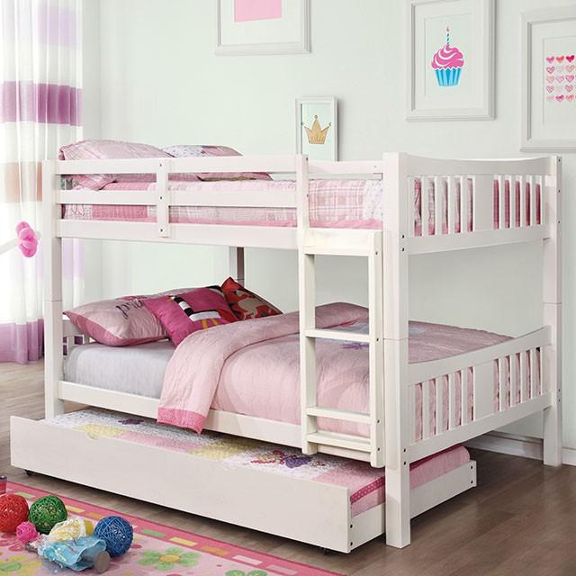 Cameron Dark Walnut, White & Gray Full/Full Bunk Bed - Casa Morelos / Coahuila Furniture (Oklahoma City, OK)