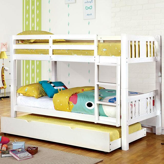 Cameron Dark Walnut, White & Gray Full/Full Bunk Bed - Casa Morelos / Coahuila Furniture (Oklahoma City, OK)