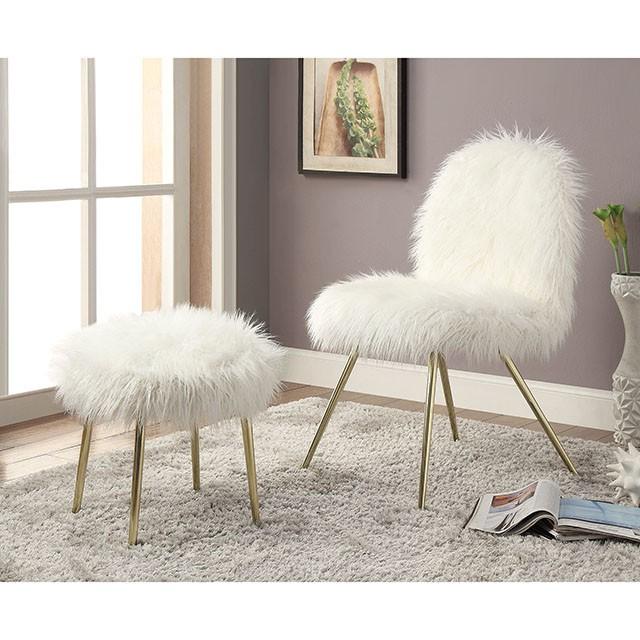 Caoimhe White/Gold Ottoman - Casa Morelos / Coahuila Furniture (Oklahoma City, OK)
