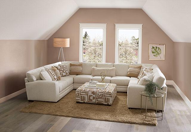 CARLETON Ottoman, Ivory/Tan - Casa Morelos / Coahuila Furniture (Oklahoma City, OK)