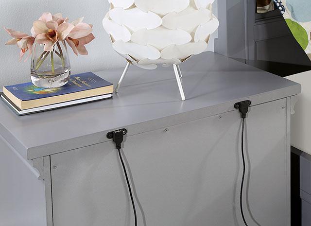CASTLILE Night Stand w/ USB, Gray - Casa Morelos / Coahuila Furniture (Oklahoma City, OK)