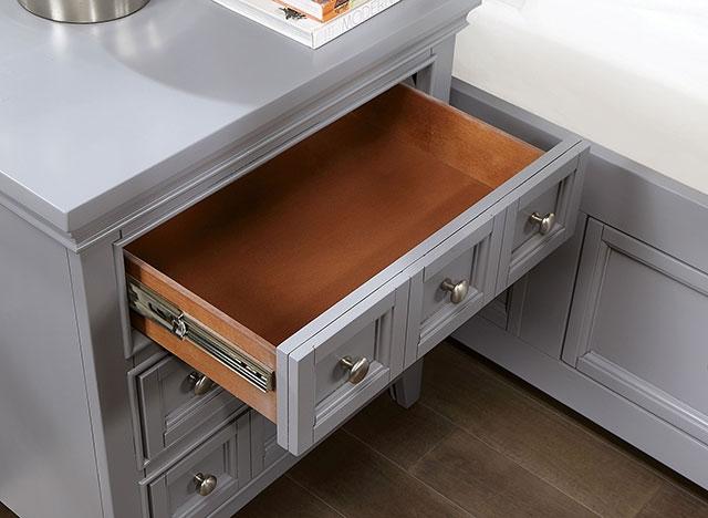 CASTLILE Night Stand w/ USB, Gray - Casa Morelos / Coahuila Furniture (Oklahoma City, OK)