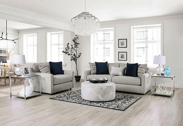 CHANCERY Ottoman, Gray/Navy - Casa Morelos / Coahuila Furniture (Oklahoma City, OK)