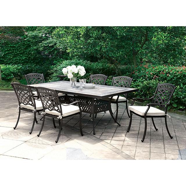 Charissa Antique Black/Beige Arm Chair (4/CTN) - Casa Morelos / Coahuila Furniture (Oklahoma City, OK)