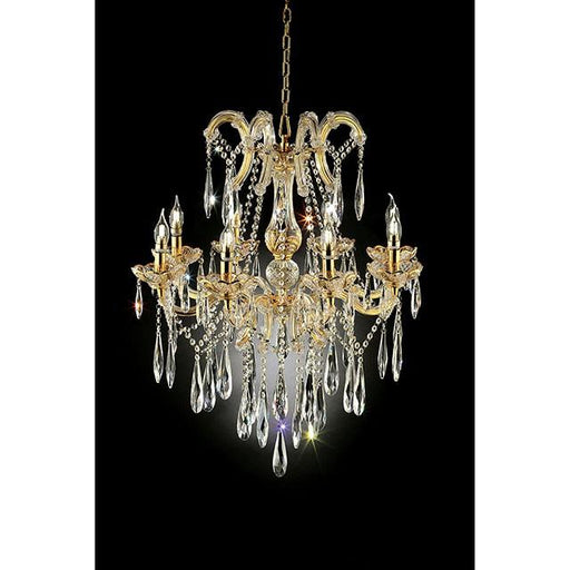 Christiana Gold 35"H Ceiling Lamp Gold, Hanging Crystal - Casa Morelos / Coahuila Furniture (Oklahoma City, OK)