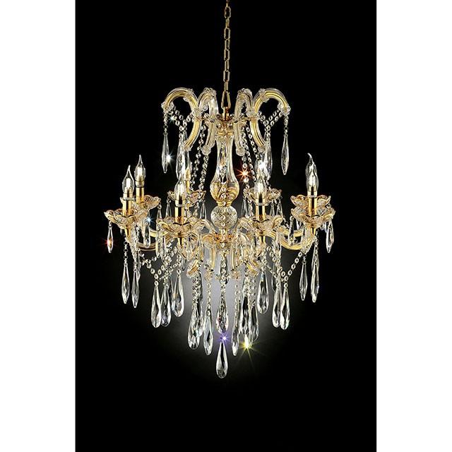 Christiana Gold 35"H Ceiling Lamp Gold, Hanging Crystal - Casa Morelos / Coahuila Furniture (Oklahoma City, OK)