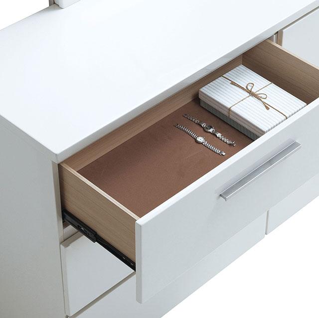 Christie Glossy White Night Stand - Casa Morelos / Coahuila Furniture (Oklahoma City, OK)