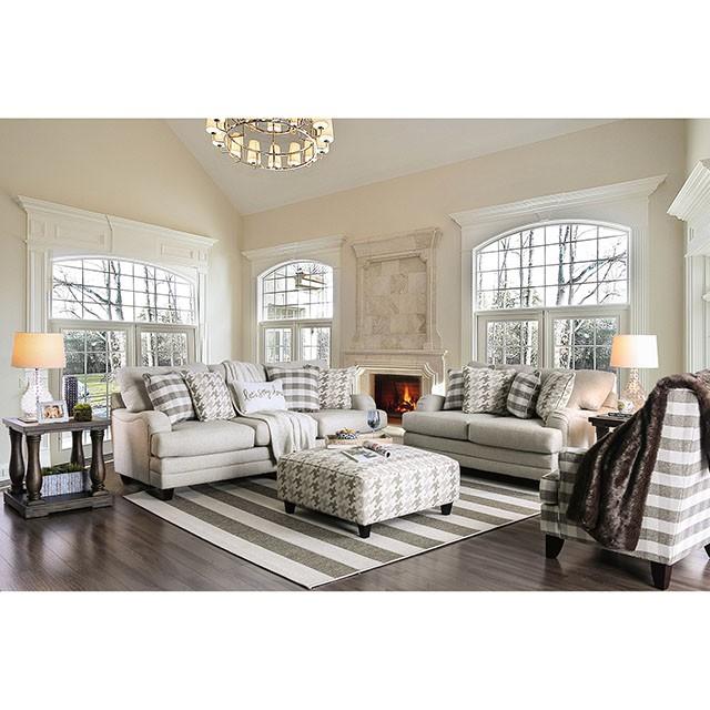 Christine Light Gray/Pattern Ottoman - Casa Morelos / Coahuila Furniture (Oklahoma City, OK)