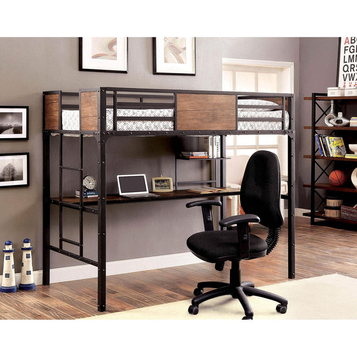 CLAPTON Black Twin Bed w/ Workstation - Casa Morelos / Coahuila Furniture (Oklahoma City, OK)