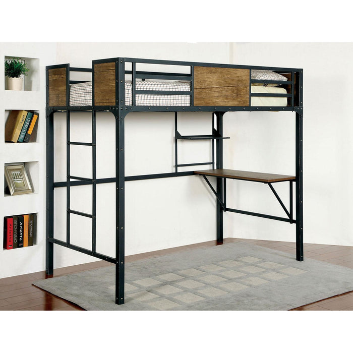 CLAPTON Black Twin Bed w/ Workstation - Casa Morelos / Coahuila Furniture (Oklahoma City, OK)