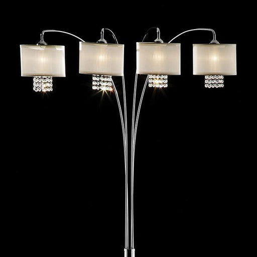 Claris Ivory/Chrome Arch Lamp, Hanging Crystal - Casa Morelos / Coahuila Furniture (Oklahoma City, OK)