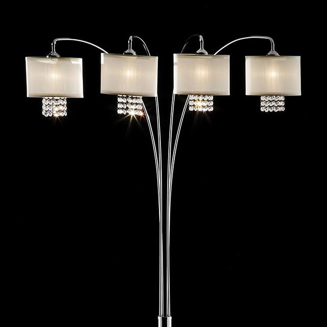 Claris Ivory/Chrome Arch Lamp, Hanging Crystal - Casa Morelos / Coahuila Furniture (Oklahoma City, OK)