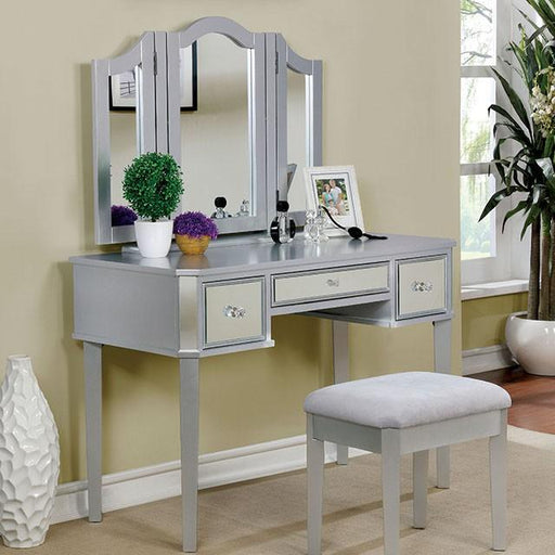 CLARISSE Silver Vanity w/ Stool - Casa Morelos / Coahuila Furniture (Oklahoma City, OK)