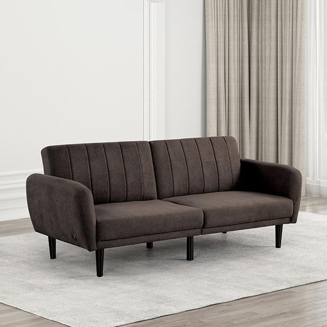 Aristide Futon Sofa Grey & Brown - Casa Morelos / Coahuila Furniture (Oklahoma City, OK)