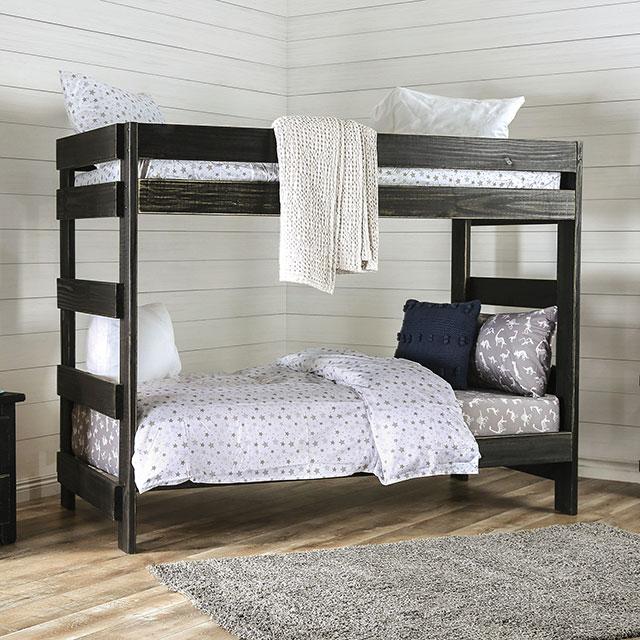 Arlette Twin/Twin Bunk Bed Brown, Black, Gray, & White - Casa Morelos / Coahuila Furniture (Oklahoma City, OK)