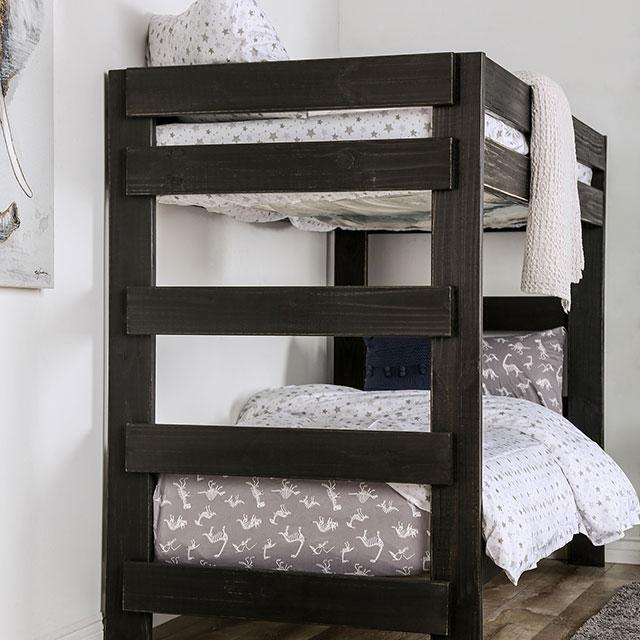 Arlette Twin/Twin Bunk Bed Brown, Black, Gray, & White - Casa Morelos / Coahuila Furniture (Oklahoma City, OK)