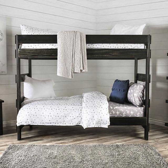 Arlette Twin/Twin Bunk Bed Brown, Black, Gray, & White - Casa Morelos / Coahuila Furniture (Oklahoma City, OK)