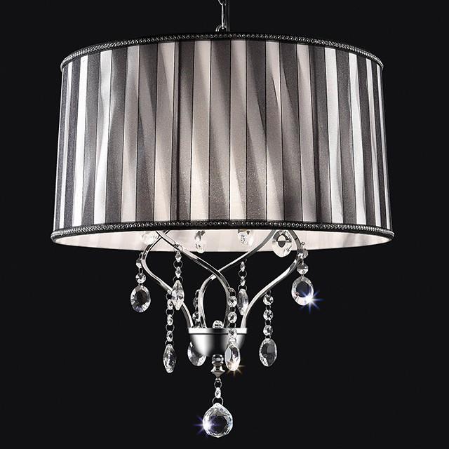 Arya Black/Chrome Ceiling Lamp, Hanging Crystal - Casa Morelos / Coahuila Furniture (Oklahoma City, OK)