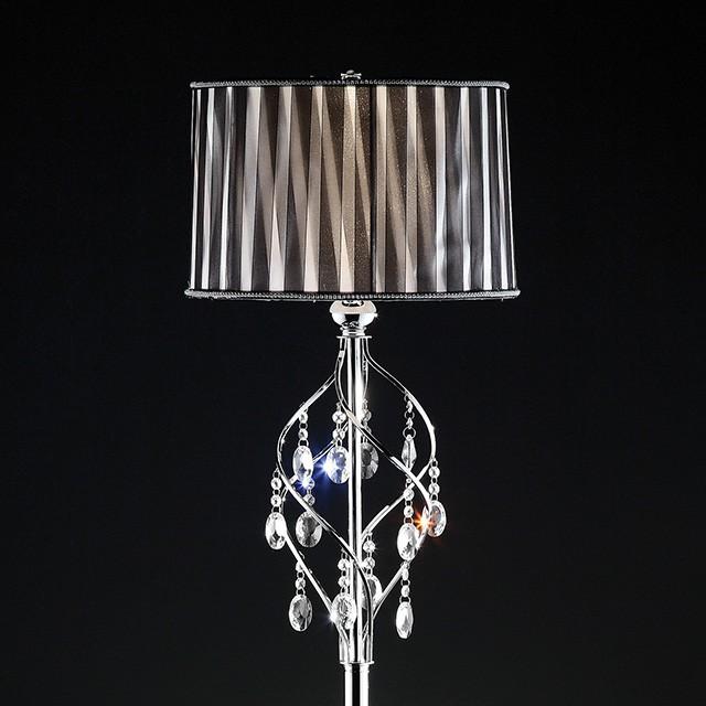 Arya Black/Chrome Floor Lamp, Hanging Crystal - Casa Morelos / Coahuila Furniture (Oklahoma City, OK)