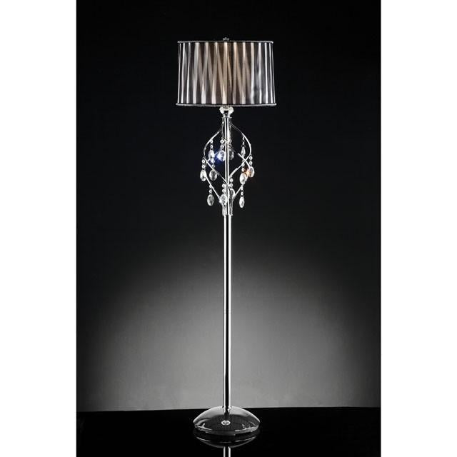 Arya Black/Chrome Floor Lamp, Hanging Crystal - Casa Morelos / Coahuila Furniture (Oklahoma City, OK)