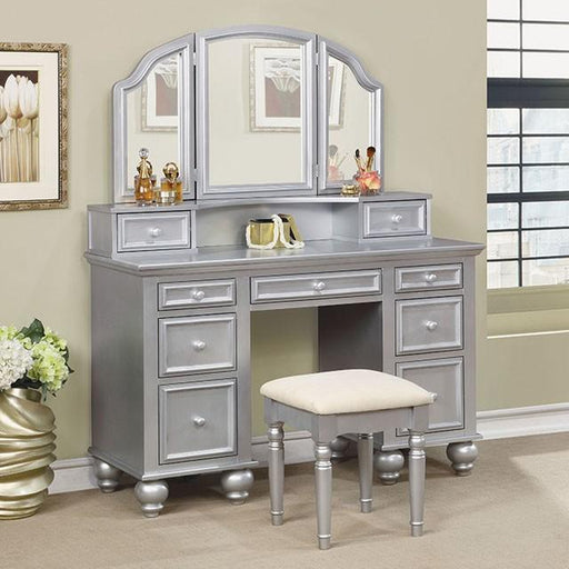 ATHY Silver Vanity w/ Stool - Casa Morelos / Coahuila Furniture (Oklahoma City, OK)
