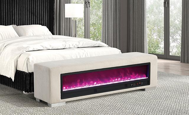Elnath Bench w/ Visual Crystal Fireplace - Casa Morelos / Coahuila Furniture (Oklahoma City, OK)