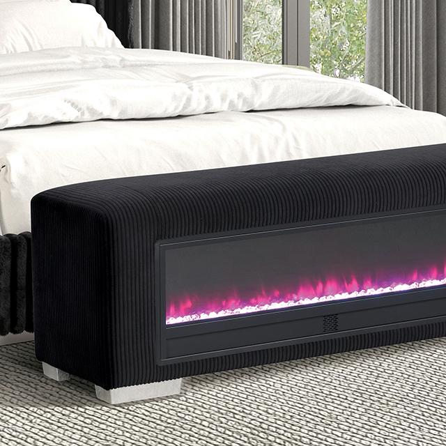 Elnath Bench w/ Visual Crystal Fireplace - Casa Morelos / Coahuila Furniture (Oklahoma City, OK)