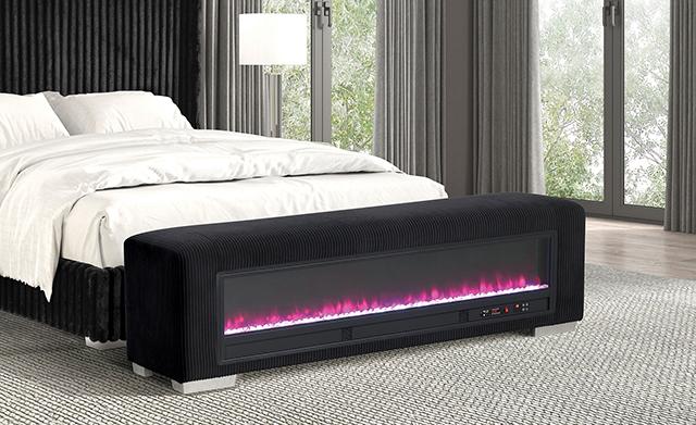 Elnath Bench w/ Visual Crystal Fireplace - Casa Morelos / Coahuila Furniture (Oklahoma City, OK)