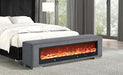Elnath Bench w/ Visual Wood Log Fireplace Gray - Casa Morelos / Coahuila Furniture (Oklahoma City, OK)