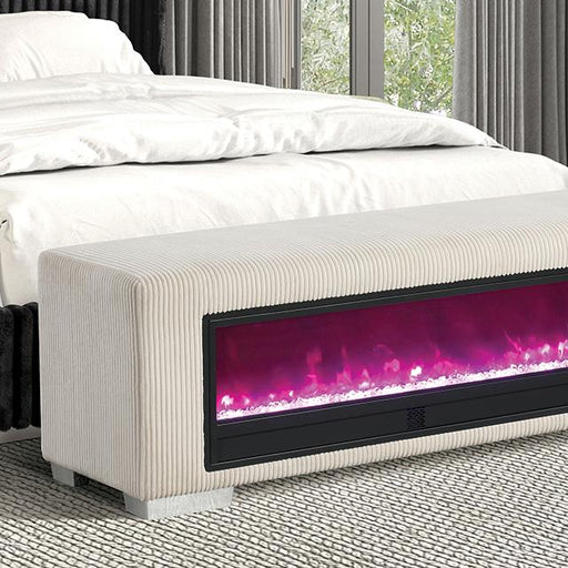 Elnath Bench w/ Visual Crystal Fireplace - Casa Morelos / Coahuila Furniture (Oklahoma City, OK)