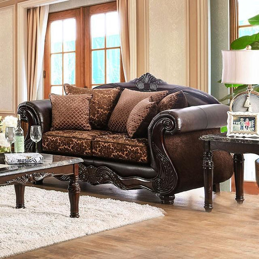ELPIS Brown/Espresso Love Seat - Casa Morelos / Coahuila Furniture (Oklahoma City, OK)