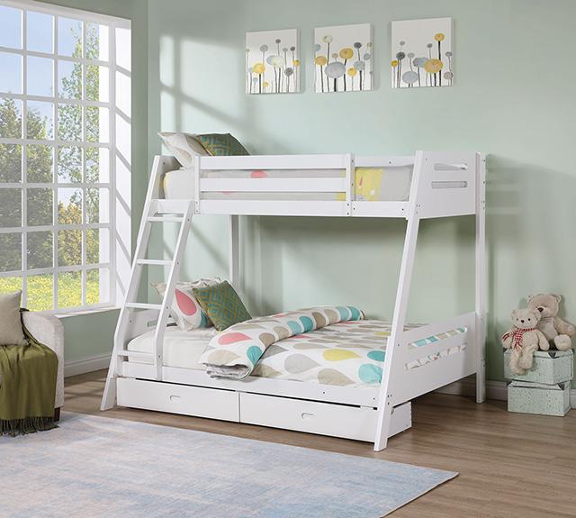 Emilee Twin/Full Bunk Bed White, Grey, Espresso, & Black - Casa Morelos / Coahuila Furniture (Oklahoma City, OK)