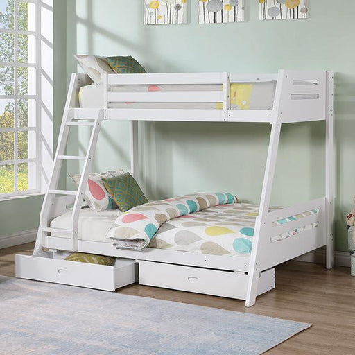Emilee Twin/Full Bunk Bed White, Grey, Espresso, & Black - Casa Morelos / Coahuila Furniture (Oklahoma City, OK)