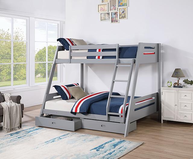 Emilee Twin/Full Bunk Bed White, Grey, Espresso, & Black - Casa Morelos / Coahuila Furniture (Oklahoma City, OK)