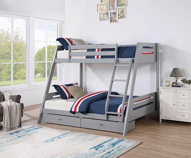 Emilee Twin/Full Bunk Bed White, Grey, Espresso, & Black - Casa Morelos / Coahuila Furniture (Oklahoma City, OK)