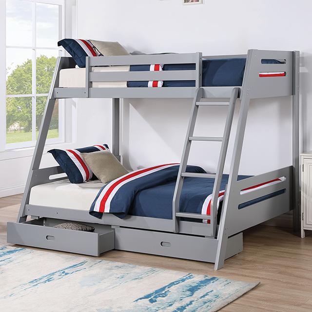 Emilee Twin/Full Bunk Bed White, Grey, Espresso, & Black - Casa Morelos / Coahuila Furniture (Oklahoma City, OK)