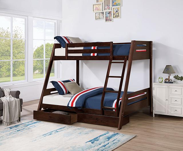 Emilee Twin/Full Bunk Bed White, Grey, Espresso, & Black - Casa Morelos / Coahuila Furniture (Oklahoma City, OK)