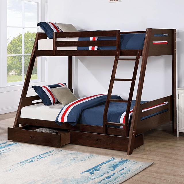 Emilee Twin/Full Bunk Bed White, Grey, Espresso, & Black - Casa Morelos / Coahuila Furniture (Oklahoma City, OK)