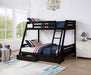 Emilee Twin/Full Bunk Bed White, Grey, Espresso, & Black - Casa Morelos / Coahuila Furniture (Oklahoma City, OK)