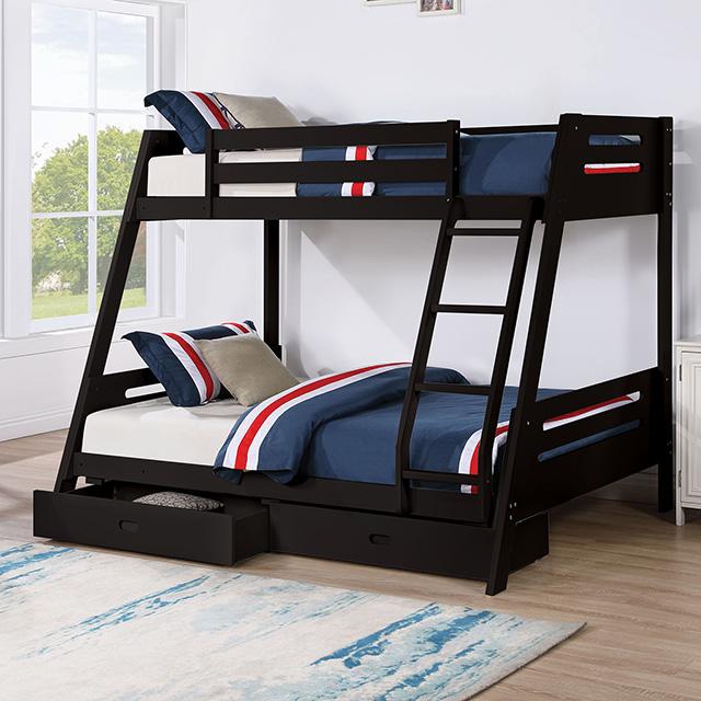 Emilee Twin/Full Bunk Bed White, Grey, Espresso, & Black - Casa Morelos / Coahuila Furniture (Oklahoma City, OK)