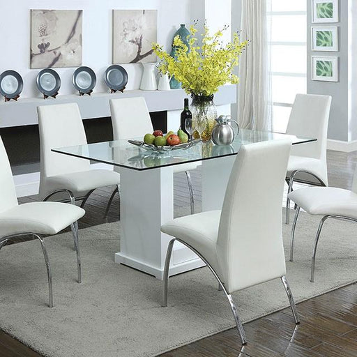 Eva White/Clear Dining Table - Casa Morelos / Coahuila Furniture (Oklahoma City, OK)