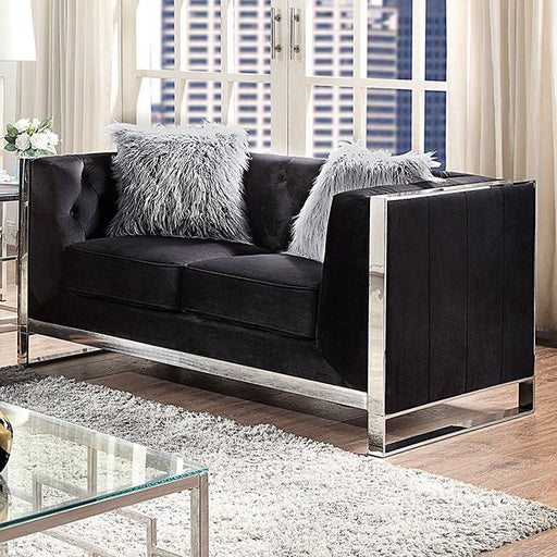 EVADNE Loveseat w/ Pillows, Black - Casa Morelos / Coahuila Furniture (Oklahoma City, OK)