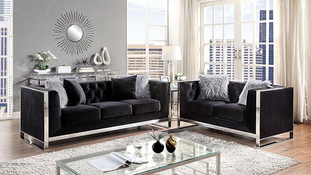 EVADNE Loveseat w/ Pillows, Black - Casa Morelos / Coahuila Furniture (Oklahoma City, OK)