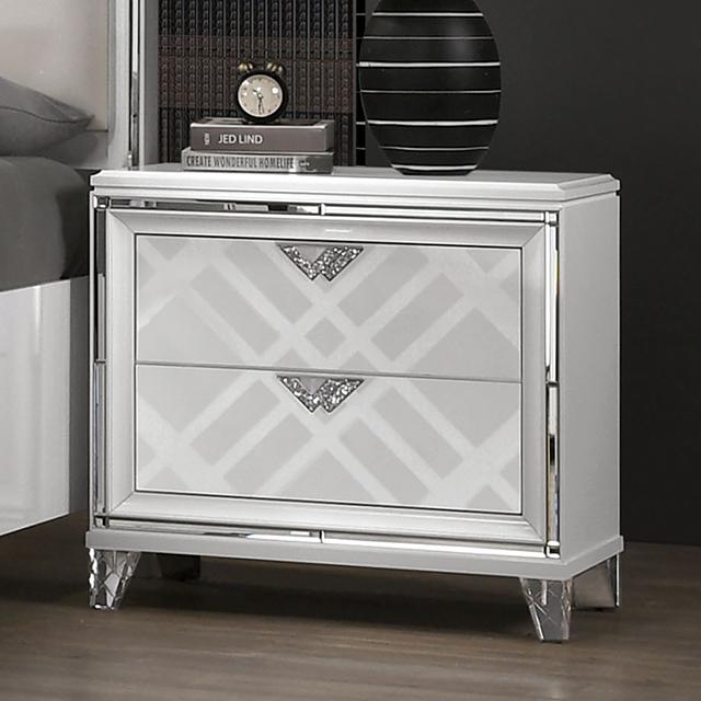 EMMELINE Night Stand w/ USB, White - Casa Morelos / Coahuila Furniture (Oklahoma City, OK)