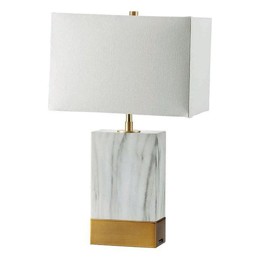 Faith White Marble/Gold 20"H White Marble Gold Table Lamp - Casa Morelos / Coahuila Furniture (Oklahoma City, OK)